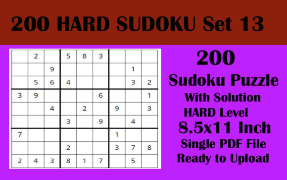 1 File 200 HARD Sudoku 8.5x11 KDP Vol 13: A Comprehensive Guide for Puzzle Enthusiasts